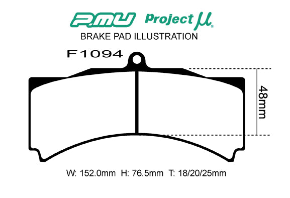 PROJECT MU BRAKE PADS HC+ FOR APCP3558D46 FOR  F1094-HCP