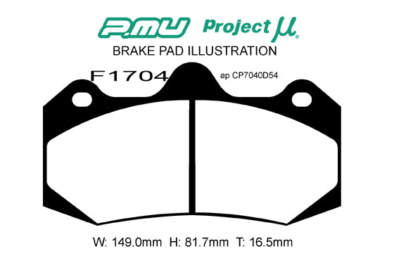 PROJECT MU BRAKE PADS HC+ FOR APCP7040D54 FOR  F1704-HCP