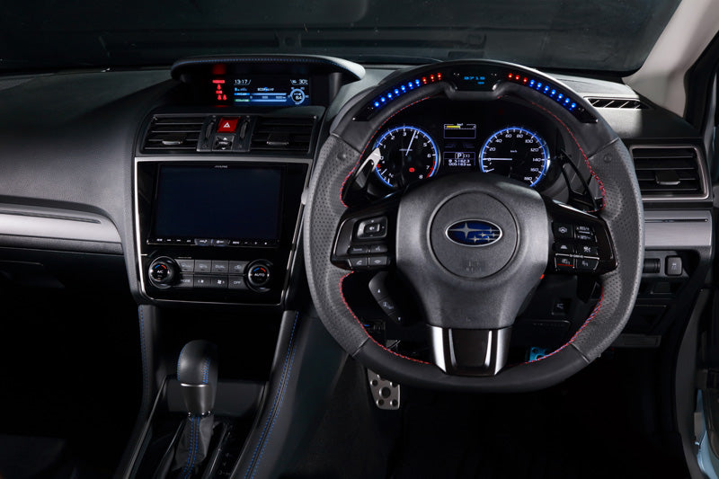 DAMD PERFORMANCE STEERING WHEEL BLACK LEATHER BLUE RED STITCH FOR SUBARU LEVORG VM DPS360-RX-BKBLRD