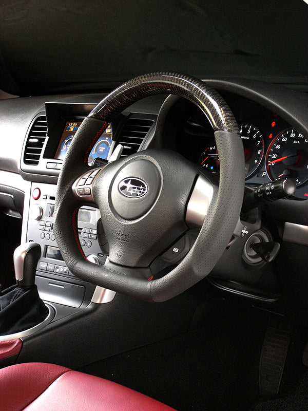 DAMD CARBON STEERING WHEEL  For SUBARU EXIGA YA MODEL (A ~ G) 2008/6 ~ 2015/3 SS358-D-L Black carbon-red stitch