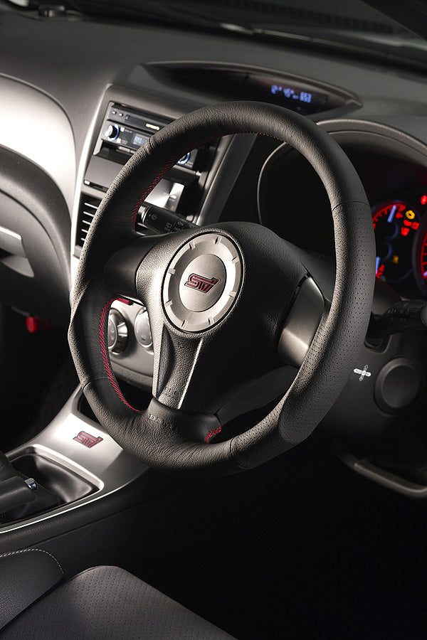DAMD STEERING WHEEL  For SUBARU IMPREZA WRX-STI GD GH (E ~ G) 04/6 ~ SS358-S-F Red Stitch - Black Hawk Japan