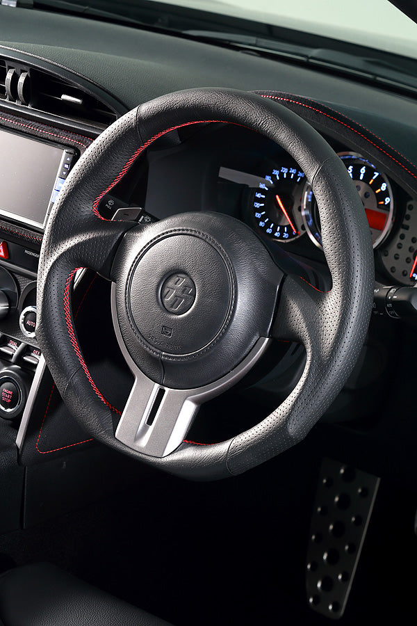 DAMD STEERING WHEEL  For SUBARU BRZ ZC ZN (A ~ D) 12/4 ~ 16/7 SS358-Z Full leather red stitch