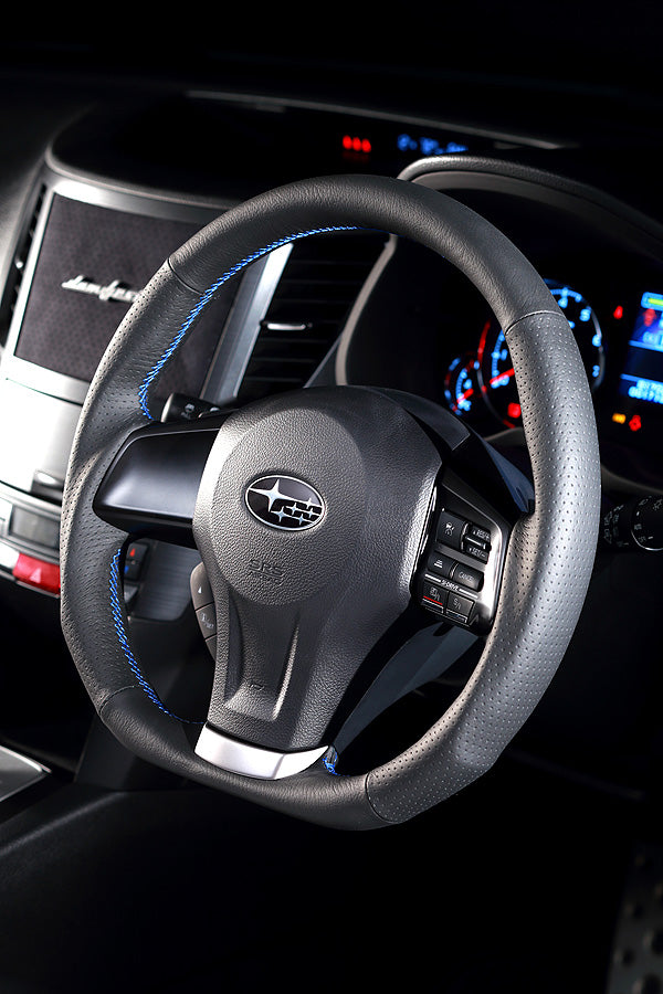 DAMD STEERING WHEEL  For SUBARU LEGACY BM BR (D ~) 12/5 ~ SS360-D Blue Stitch