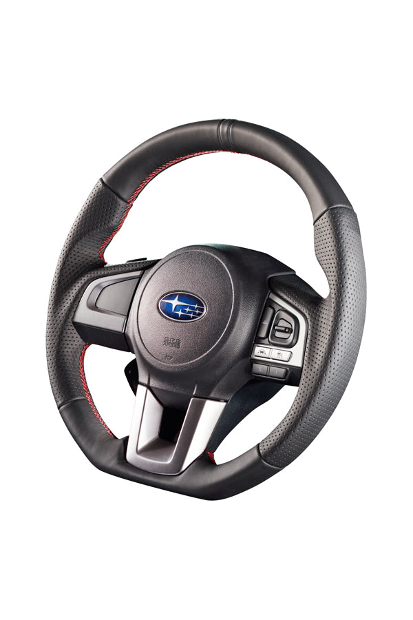 DAMD STEERING WHEEL  For SUBARU IMPREZA GJ GP (E~) 15/10~ SS362-RX Black leather × red stitch