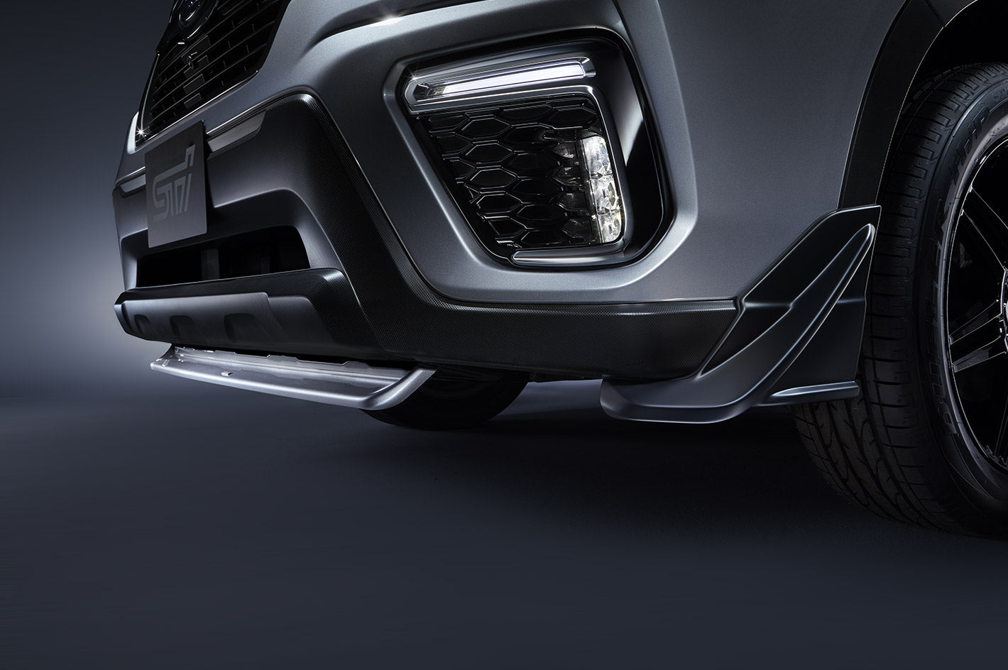STI FRONT LIP SPOILER SILVER FOR SUBARU FORESTER SK ST96020SE010 - Black Hawk Japan