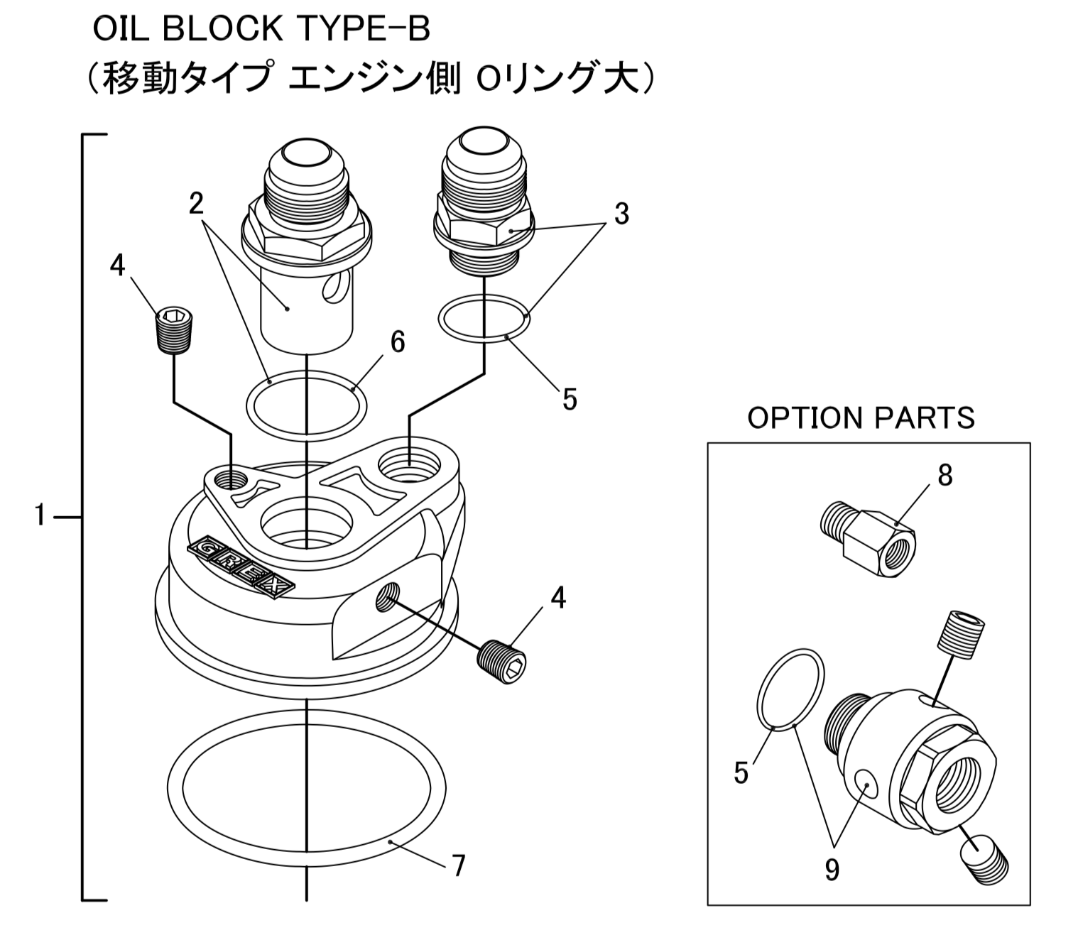GREDDY OIL BLOCK TYPE-B (MOVEMENT TYPE ENGINE SIDE O-RING SIZE) FOR   12401150