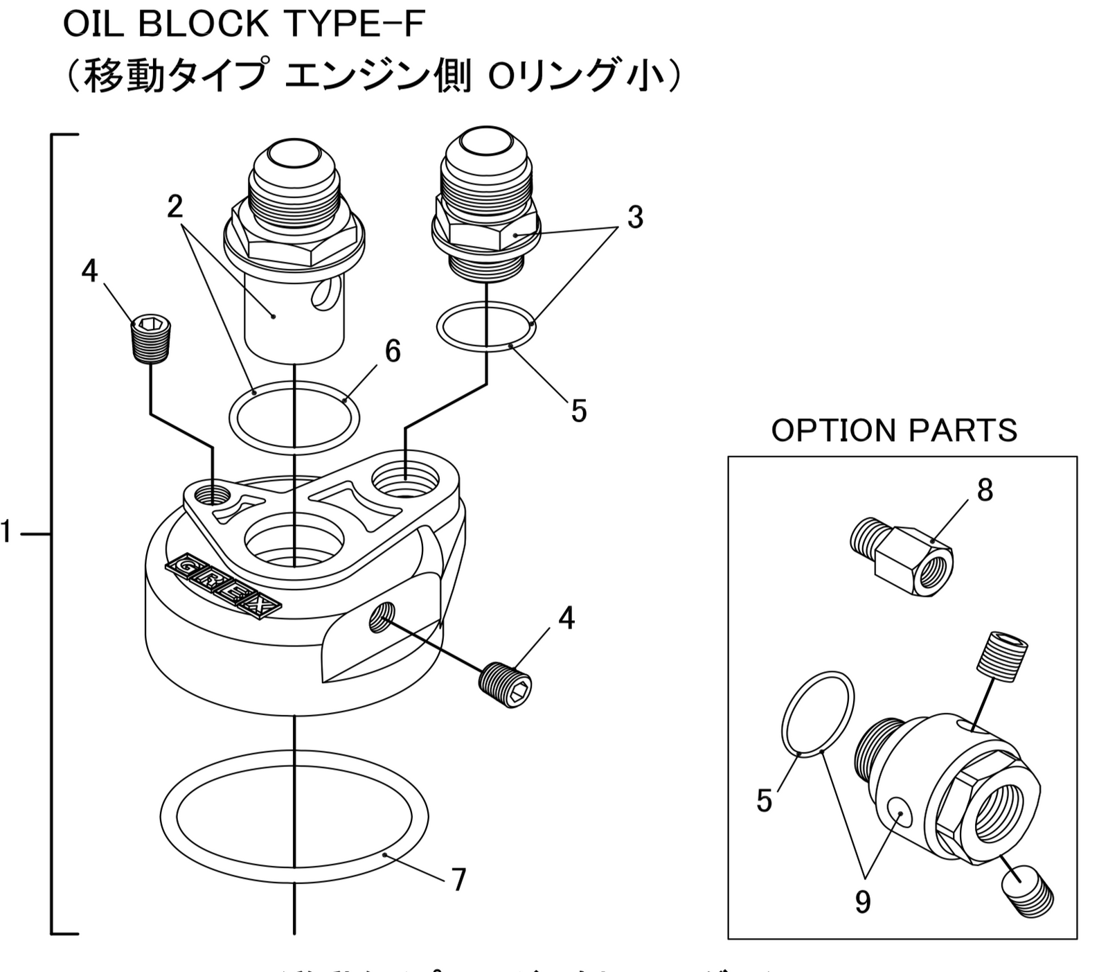 GREDDY OIL BLOCK TYPE-F (MOVEMENT TYPE ENGINE SIDE O-RING IS SMALL) FOR   12401103