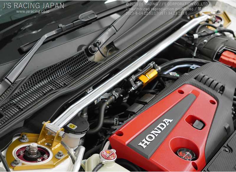 J'S RACING FRONT ALUMINUM STRUT TOWER BAR FOR HONDA CIVIC FL5 TB-L5-F - Black Hawk Japan