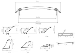 SARD LSR WING PLAIN CARBON MID TYPE FOR  81039