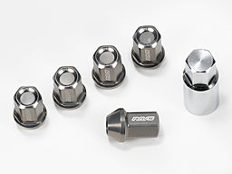 RAYS DURA SERIES DURALUMIN LOCK & NUT SET L37 STRAIGHT TYPE 4 NUTS PACK BLUE M12X1.5 FOR  7402-BLUE-M12-1-5-4