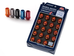 RAYS DURA SERIES DURALUMIN LOCK & NUT SET L42 STRAIGHT TYPE PACK OF 4 LOCK NUTS BLUE M12X1.25 FOR  7402-BLUE-M12-1-25-8