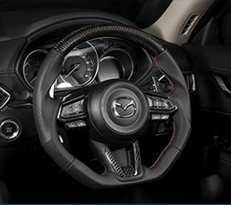 KENSTYLE STEERING WHEEL CARBON LEATHER COMBINATION RED SILVER STITCHING DRY CARBON PANEL FOR  MD04C