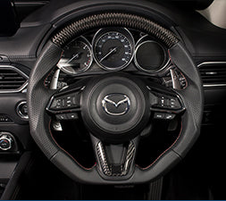 KENSTYLE STEERING WHEEL CARBON LEATHER COMBINATION RED SILVER STITCH FOR  MD04