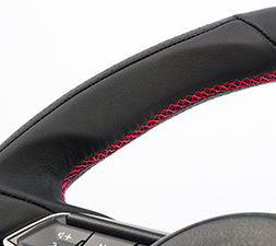 KENSTYLE STEERING WHEEL ALL BLACK LEATHER RED STITCH DRY CARBON PANEL FOR  ME01C