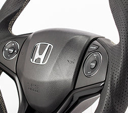 KENSTYLE STEERING WHEEL A-TYPE ALL BLACK LEATHER BLUE STITCH FOR  HA02