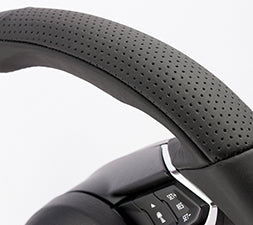 KENSTYLE STEERING WHEEL ALL BLACK LEATHER SILVER STITCH FOR  ME02