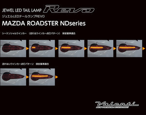 VALENTI JEWEL LED TAIL LAMP REVO LIGHT SMOKE, BLACK FOR MAZDA ROADSTER ND TMNDR-SB-1