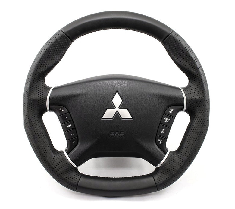 KENSTYLE STEERING WHEEL A-TYPE BLACK LEATHER ORANGE STITCH FOR  XA03