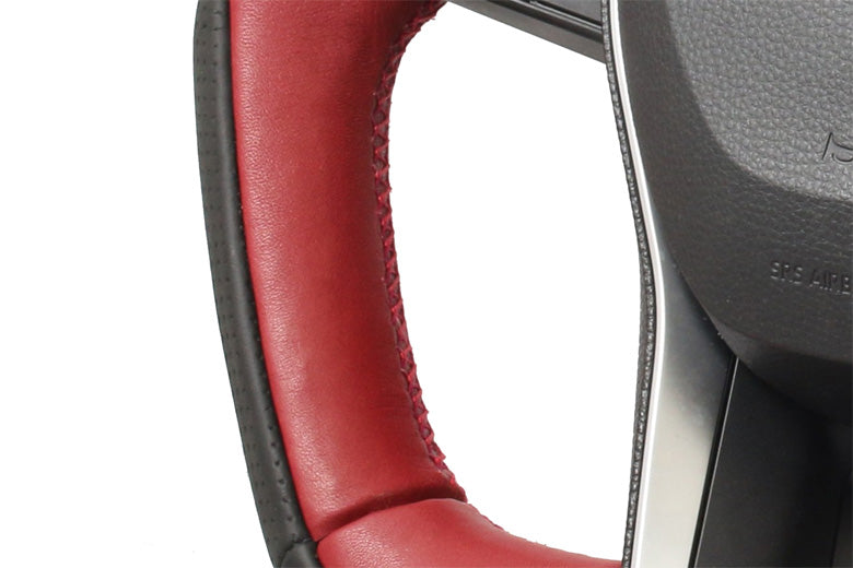 KENSTYLE STEERING WHEEL BLACK LEATHER JAPAN RED LEATHER RED STITCHING FOR TOYOTA COROLLA NRE210 ZRE212 TD03