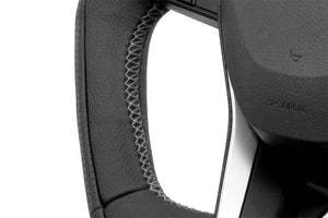 KENSTYLE STEERING WHEEL BLACK LEATHER WRINKLED LEATHER SILVER STITCHING FOR TOYOTA COROLLA TOURING NRE210W ZRE212W TD02 - Black Hawk Japan