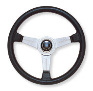 NARDI CLASSIC LEATHER LINE BLACK LEATHER & SILVER SPOKES 360MM STEERING WHEEL N131