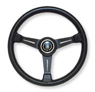 NARDI CLASSIC LEATHER LINE BLACK LEATHER & BLACK SPOKES 380MM STEERING WHEEL N150