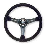 NARDI CLASSIC LEATHER LINE BLACK SUEDE & BLACK SPOKES 330MM STEERING WHEEL N115