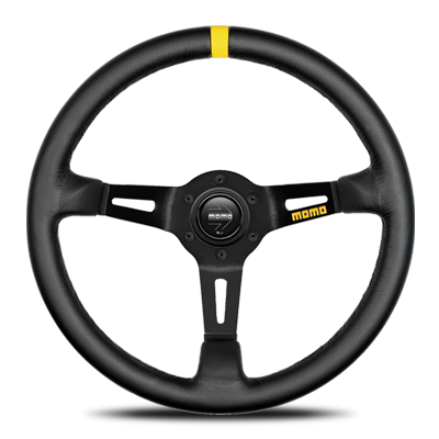 MOMO MOD.08 LEATHER BLACK SPOKE STEERING WHEEL M-58