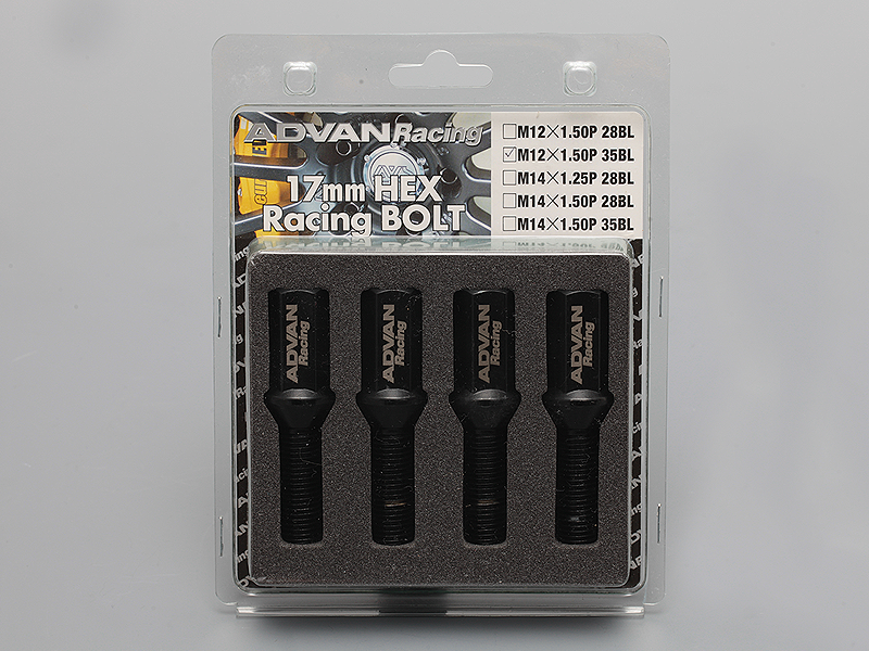 YOKOHAMA ADVAN RACING WHEEL BOLT M14X1.5P 75 BLACK 4PCS FOR  Z9565