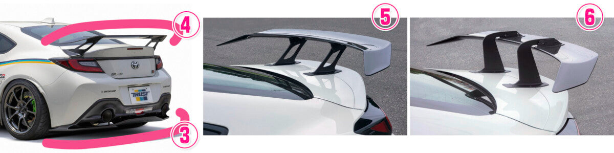 VOLTEX STREET AND LIGHT CIRCUIT REAR WING SWAN NECK WET CARBON PEDESTAL ALUMINUM FOR TOYOTA 86 ZN8 86WW