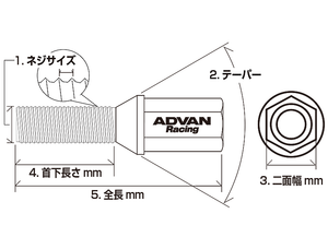 YOKOHAMA ADVAN RACING WHEEL BOLT M12X1.50P 68 BLACK 4PCS FOR  Z9561