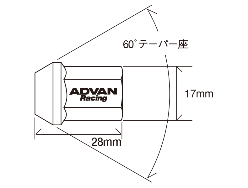 YOKOHAMA ADVAN RACING WHEEL NUT M12X1.25P H17 BL-S BLACK 4PCS FOR  V2380 - Black Hawk Japan