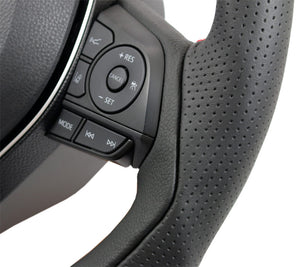 KENSTYLE STEERING WHEEL BLACK LEATHER WRINKLED LEATHER RED STITCHING FOR TOYOTA COROLLA SPORTS NRE210H NRE214H TD01
