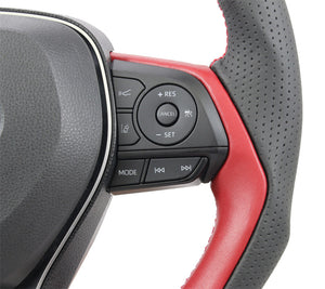 KENSTYLE STEERING WHEEL BLACK LEATHER JAPAN RED LEATHER RED STITCHING FOR TOYOTA COROLLA SPORTS NRE210H NRE214H TD03