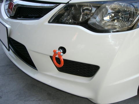 KAWAI WORKS FRONT TYPE FOLDABLE TOW HOOK FOR HONDA CIVIC FD2 TYPE-R HN0790-RFF-88 - Black Hawk Japan